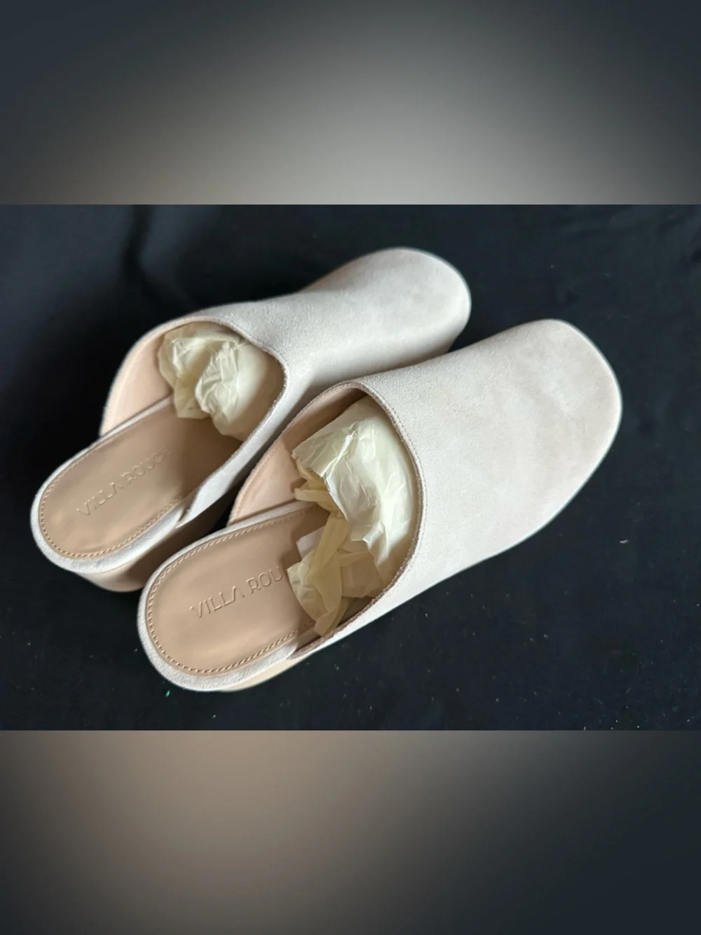 Villa Rouge Valencia Minimalist Light Grey mules Suede Slip-On Clog - Picture 3 of 16